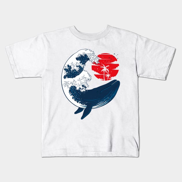 The whale wave Kids T-Shirt by albertocubatas